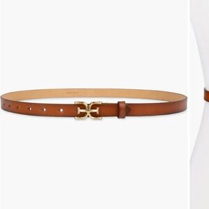 Sam Edelman Double E Logo Slim Leather Belt-Small